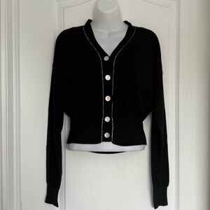 Korean Brand Black Button-Up Women's Cardigan